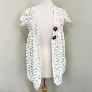 Free People Crochet Short Sleeve Cardigan Beach Cover Up Size Small